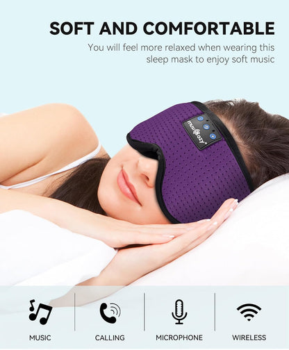 MUSICOZY Sleep Headphones Bluetooth 5.4 Headband Sleeping Eye Mask for Mom Women Men Wireless Music Earbuds Earphones for Side Sleepers Built-in HD Speakers Cool Gadgets Unique Gifts