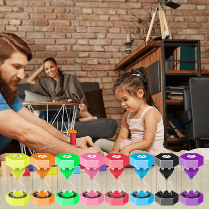 Sand Timers for Kids, 1/2/3/5/10/30 Minutes Acrylic Hourglass Sand Clock, Colorful Plastic Sand Watch Hour Glass Sandglass for Classroom, Games, Kitchen (Pack of 6)