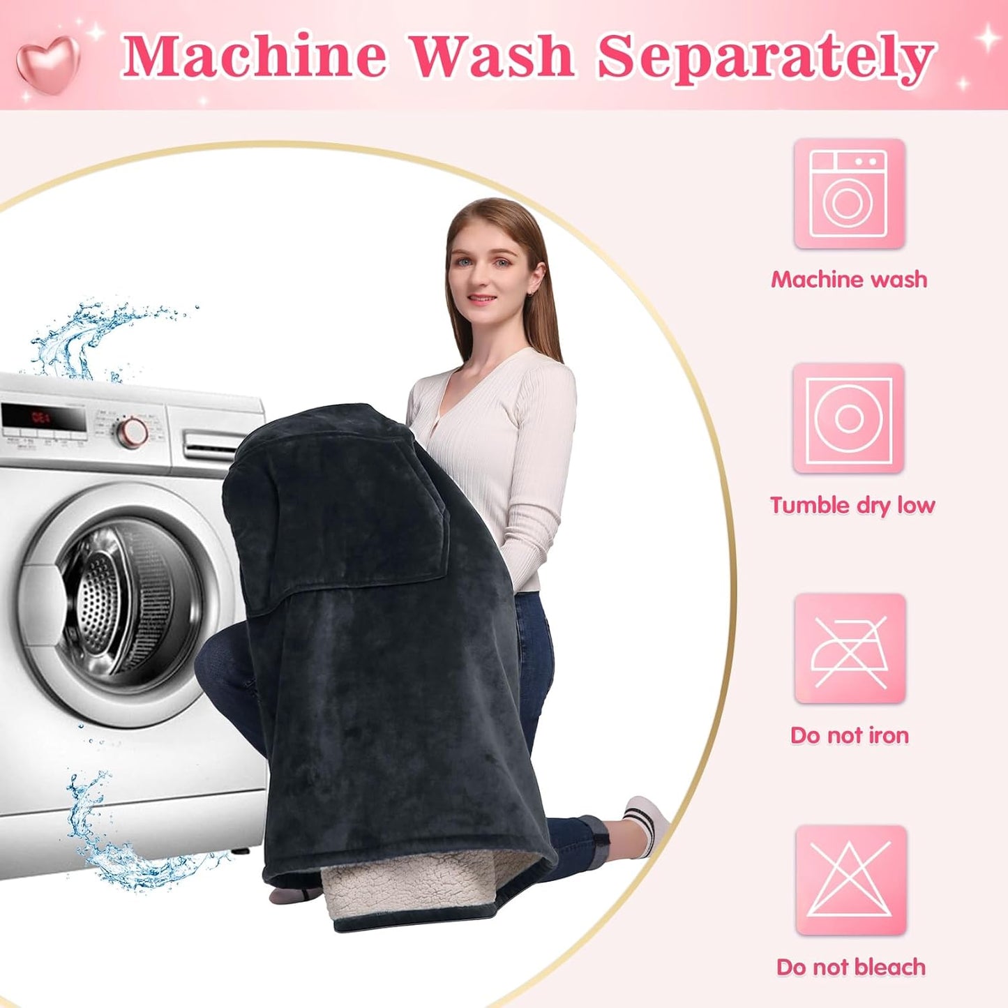 Waitu Wearable Blanket Sweatshirt Gifts for Women and Men, Warm and Cozy Giant Blanket Hoodie, Thick Flannel Blanket with Sleeves and Giant Pocket - Dark Gray
