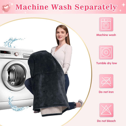 Waitu Wearable Blanket Sweatshirt Gifts for Women and Men, Warm and Cozy Giant Blanket Hoodie, Thick Flannel Blanket with Sleeves and Giant Pocket - Dark Gray