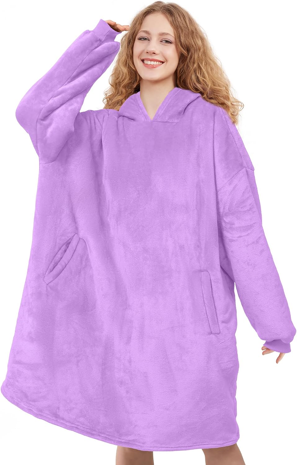 AmyHomie Wearable Blanket Hoodie for Adults & Teens,Oversized Sherpa Hooded Blanket,Warm Cozy Blanket Sweatshirt as Christmas Birthday Gifts for Women Men