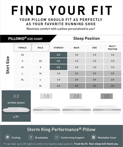 Bedgear Storm Performance Pillow, 1.0 Cooling Pillow for Side Sleepers, Medium Firm Support, Ver-Tex Cooling Cover, Air-X Mesh, Washable