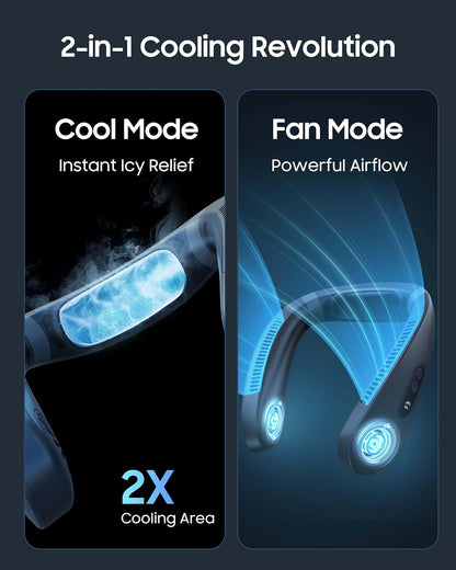 KOHA CoolMaster Ultra Neck Fan, Neck Air Conditioner, 2-in-1 Cooling Neck Fan Portable Rechargeable, Wearable Personal Fan, 5500mAh Large Battery, Ergonomic Design, Frost White