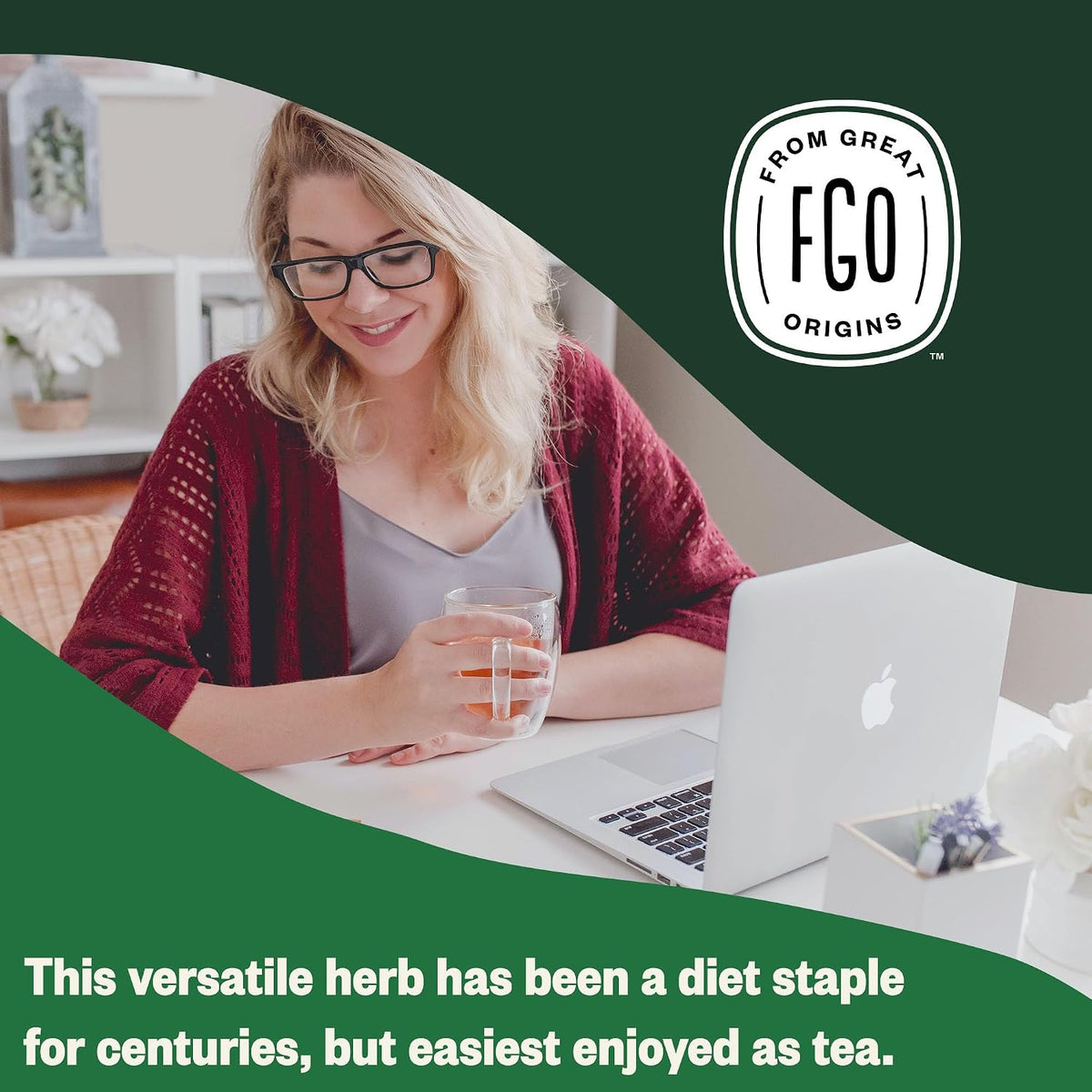 FGO Organic Nettle Leaf Tea, 100 Count, Eco-Conscious Tea Bags, Caffeine Free, Resealable Bag, Packaging May Vary (Pack of 1)