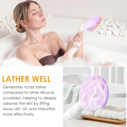 INNERNEED Food-Grade Soft Silicone Body Scrubber Shower Brush Handheld Cleansing Skin Brush, Gentle Exfoliating and Lather Well (Dark Green)