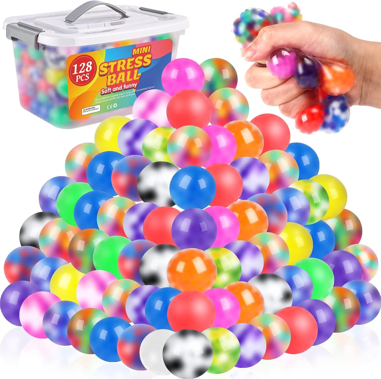 VISCOO 24 Pack Stress Balls for Adults, Squeeze Balls for Anxiety Relief, Soft Palm-Sized Pressure Balls, Durable Relaxation Set