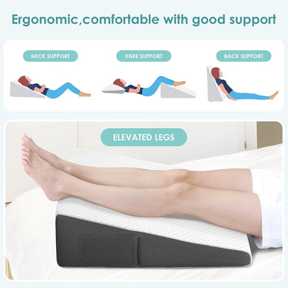 Cozymaker 7.5-inch Bed Wedge Pillow for Sleeping Back Support Pain Relief