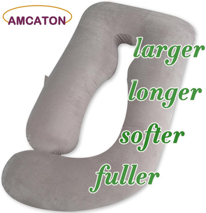 60 Inch Pregnancy Pillow for Sleeping, Extra Large U Shaped Body Pillow, Maternity Pillow for Pregnant Women with Velvet Cover (Dark Grey)