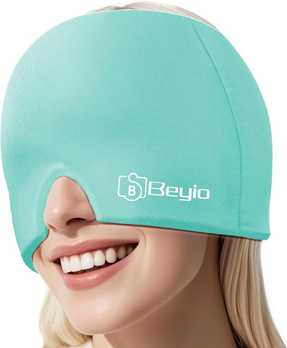 Migraine Relief Cap, All Around Gel Covered Reusable Headache Relief Cap, Black Migraine Cap for Headache Relief, Puffy Eyes