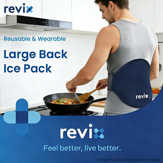 REVIX Extra Large Ice Pack for Back, 2 Packs, Reusable Gel Ice Pack Wrap for Lower Back, 13.4” x 11”, Cold Compress Therapy for Waist, Lumbar Discomfort Relief, Muscle Relaxation, Blue