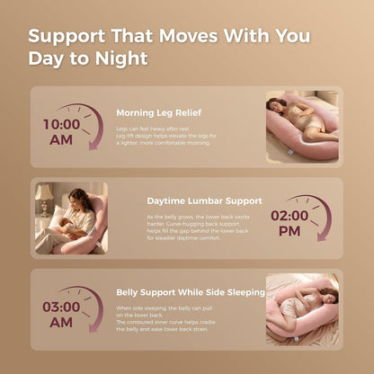 Momcozy Pregnancy Pillows with Cooling Cover, U-Shaped Full Body Maternity Pillow for Side Sleepers 57 Inch - Support for Back, Hip, Belly, Legs for Pregnant Women