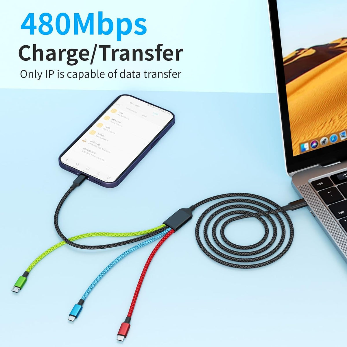 4 in 1 Multi Charging Cable, 5FT Charging Cords for Multiple Devices