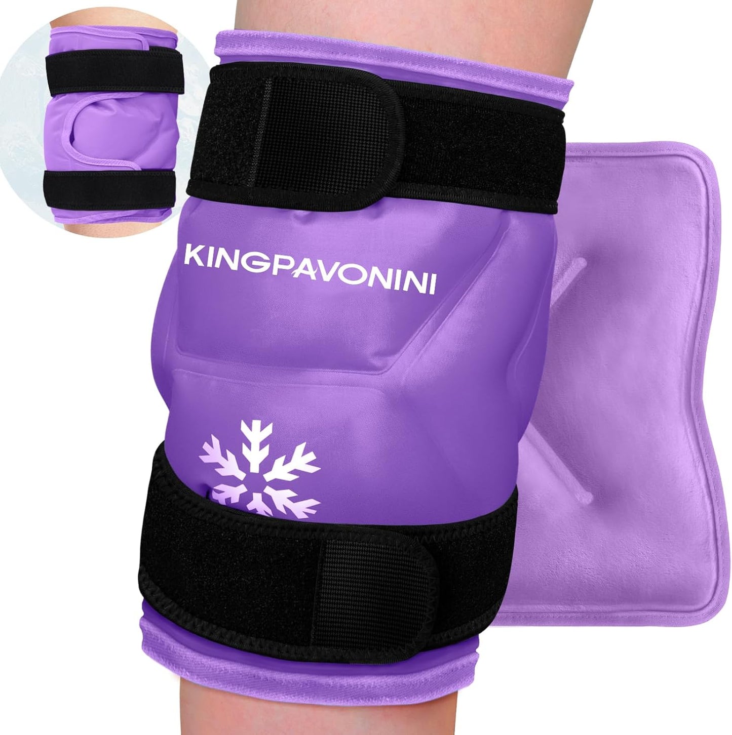 KingPavonini XXL Knee Ice Pack Wrap Around Entire Knee After Surgery, Large Reusable Gel Ice Pack for Injuries, Pain Relief, Swelling, Sports Injuries, 1 Pack (Blue)