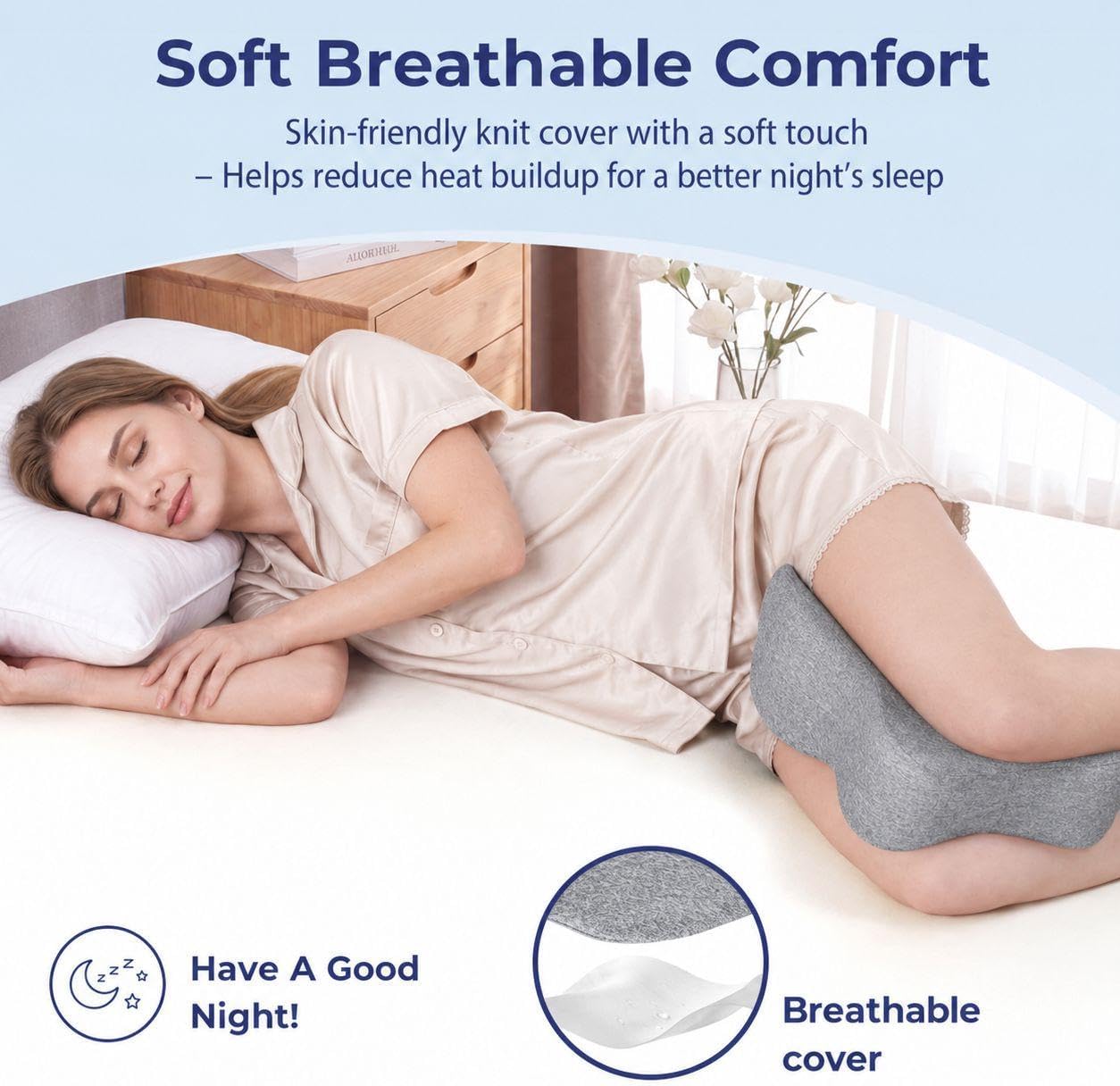 UJPFEO Knee Pillow for Side Sleepers,Leg Pillows for Sciatica,Knees,Hips,Joints Between Legs,Back Pain Relief When Side Sleeping Spine Alignment Support for Knee Surgery Recovery