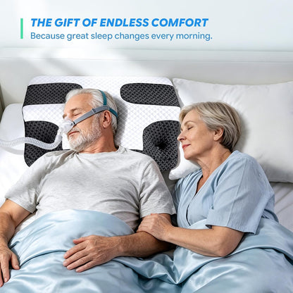 SAHEYER CPAP Pillow for Side Sleeping, CPAP Nasal Pillows for All CPAP Masks Users to Reduce Air Leaks Masks Pressure, Neck Support Pillows for Sleeping for Neck Pain Relief