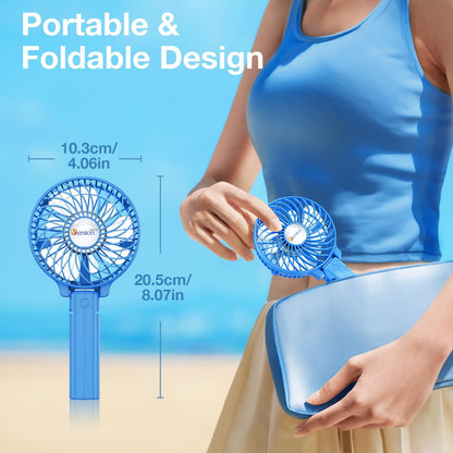 VersionTECH. Portable Handheld Fan, Powerful+Durable+180° Foldable, Mini Hand Fans with USB Rechargeable Battery Operated Cooling Accessories for Personal Use, Travel, Office Black