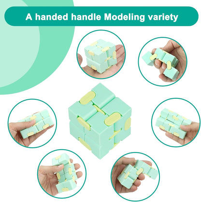 Infinity Cube Fidget Toy Stress Relieving Fidgeting Game for Kids and Adults,Cute Mini Unique Gadget for Anxiety Relief and Kill Time (Macaron Blue)