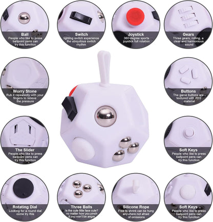 UOOEFUN Small Fidget Toys,12 Sided Fidget Toys,Mini Cube Toys Relief Stress,Autism and Anxiety Depression Anti for Kids Adults Improve Focus (Grey)