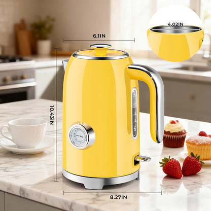 SUSTEAS 57oz Electric Kettle with Thermometer, Hot Water Pot, Retro Green