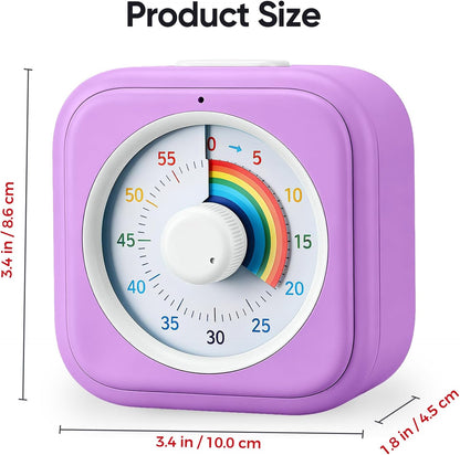Rainbow Visual Timer for Kids, 60 Minute Silent Countdown Clock with Color Disk, Time Management Tool for ADHD, Classroom, Kitchen, Office, Study, Pomodoro