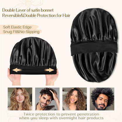 YANIBEST Silk Bonnet for Men Women Hair Bonnet for Sleeping Double Layer Satin Bonnet for Natural Curly Hair Unisex Sleep Cap