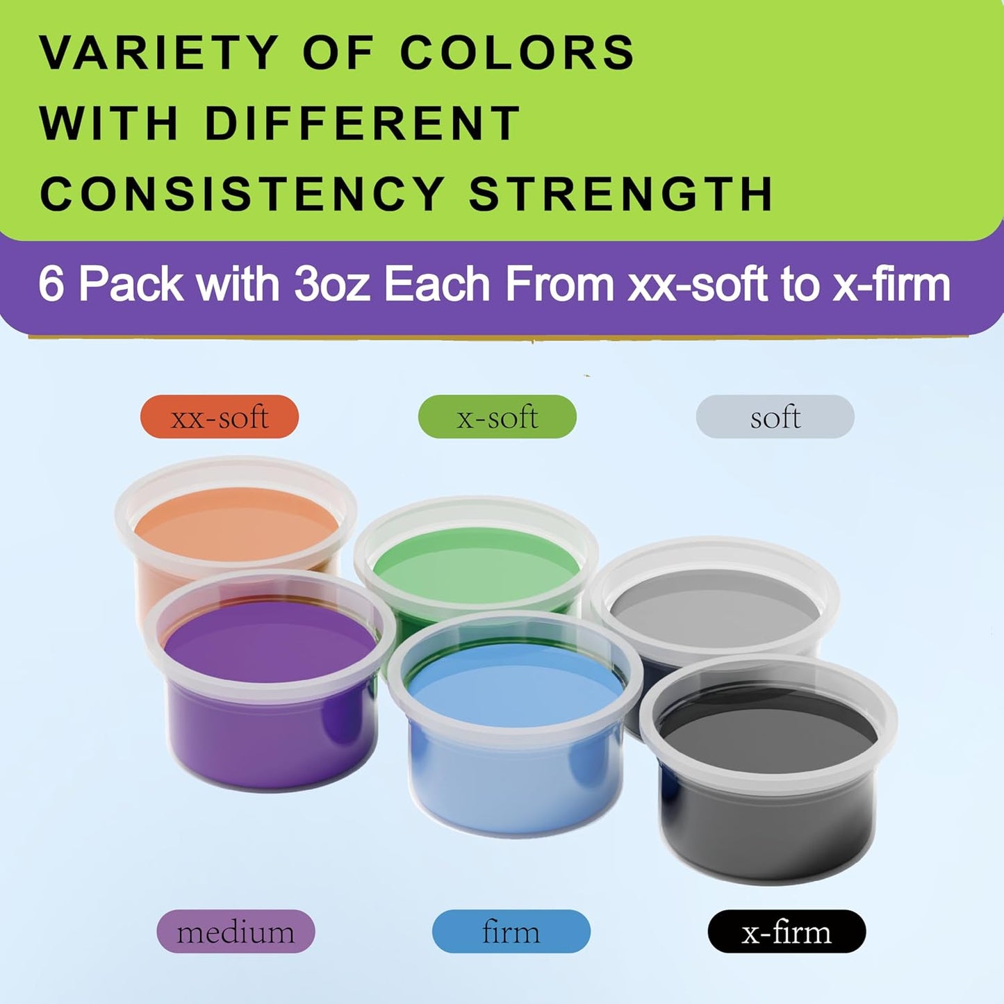 6 Pack Theramandu Therapy Putty Kit, Hand Strengthening and Sensory Therapy Putty for Exercise & Stress Relief, Therapy Putty for Adults, 6 Different Resistances, 3 Ounces of Each Putty