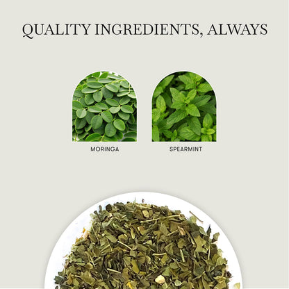 Luxmi Estates Moringa Mint Herbal Tea, 50 Biodegradable Pyramid Tea Bags (100g, 3.5oz) | USDA Organic Moringa Oleifera Leaf with Spearmint | Caffeine-Free Superfood Infusion, Vegan & Non-GMO Bulk Pack
