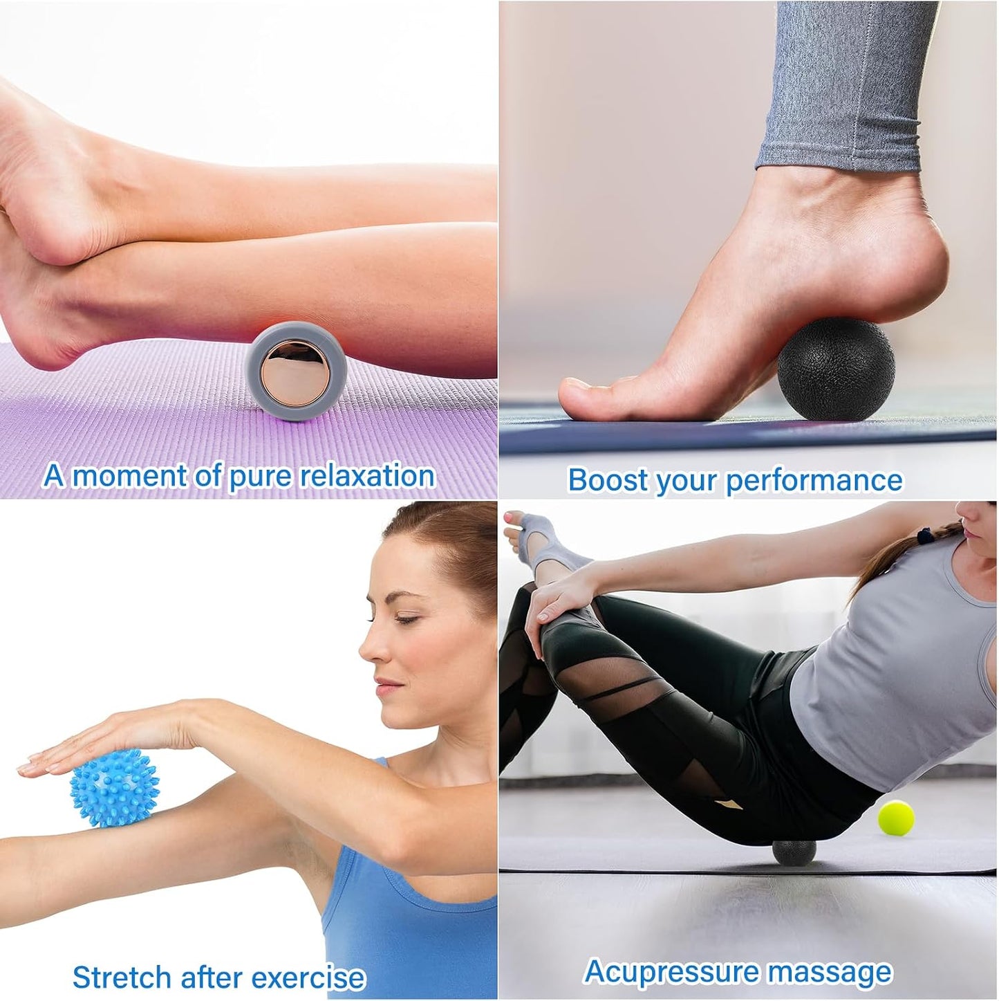 WOVTE Massage Lacrosse Ball for Sore Muscles, Shoulders, Neck, Back, Foot, Body, Deep Tissue, Trigger Point, Muscle Knots, Yoga and Myofascial Release (Blue)