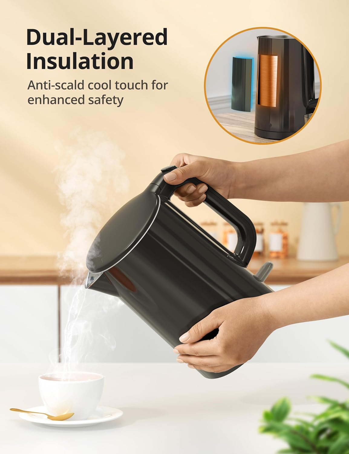 Electric Kettle Temperature Control, 1.7L Large Electric Tea Kettle, 4H Keep Warm Hot Water Boiler with 6 Presets, LED Screen Electric Kettles for Boiling Water, Boil-Dry Protection, BPA Free