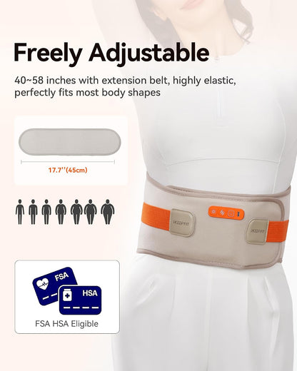 IKEEPFIT Portable Heating Pad for Back, FSA Eligible HSA, Cordless Heat Belt with Massager for Lower Back Pain Relief, Battery Powered 8000 mAh Rechargeable, MAXwarm 3.0, Gift for Women Men 90-310 lb
