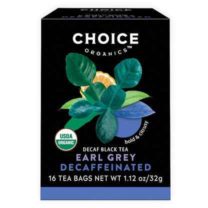 Choice Organics Decaffeinated Earl Grey Tea, 16 Tea Bags (6 Pack)