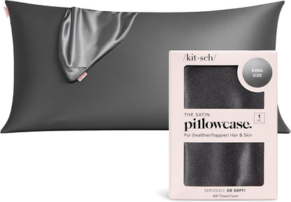 Kitsch Satin Pillowcase with Zipper for Hair & Skin - Softer Than Silk Pillow Cases, Smooth Cooling Satin Pillow Case, Wrinkle-Free, Machine Washable - Pillow Cases Standard Size (19x26) - Blush