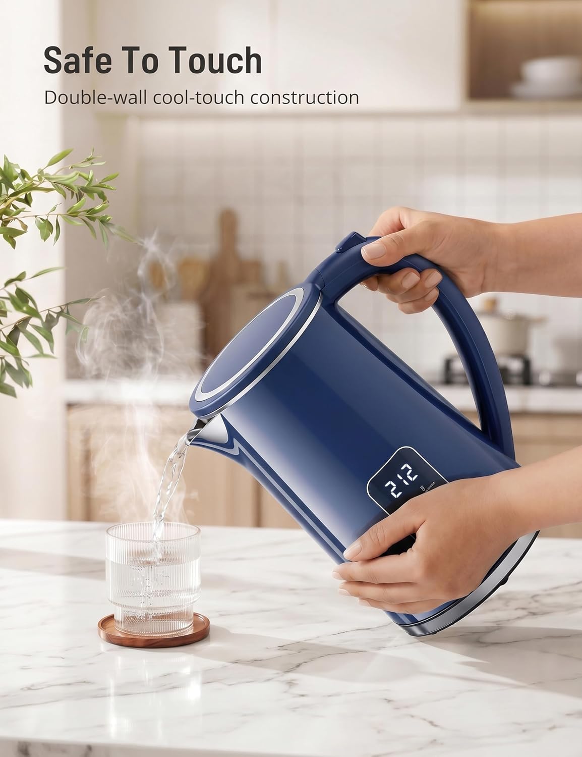 Electric Kettle Temperature Control, 1.7L Extra Large Electric Tea Kettle, 4H Keep Warm Hot Water Kettle with 6 Presets, LED Screen Electric Kettles for Family Meal Party Office Break Room