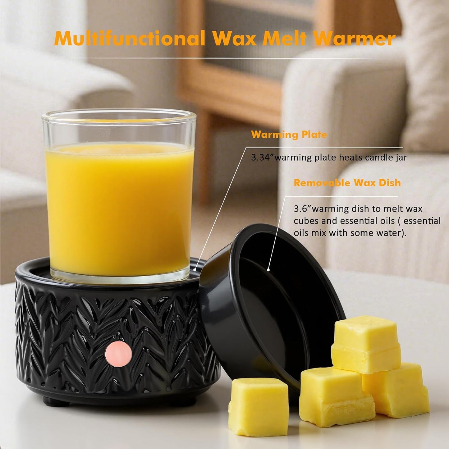 EQUSUPRO Wax Melt Warmer for Scented Wax Melts 3-in-1 Electric Ceramic Candle Wax Warmer Burner Fragrance Wax Melter for Home Office Bedroom Gift & Decor (Leaf)