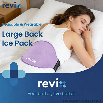REVIX Extra Large Ice Pack for Back, 2 Packs, Reusable Gel Ice Pack Wrap for Lower Back, 13.4” x 11”, Cold Compress Therapy for Waist, Lumbar Discomfort Relief, Muscle Relaxation, Blue