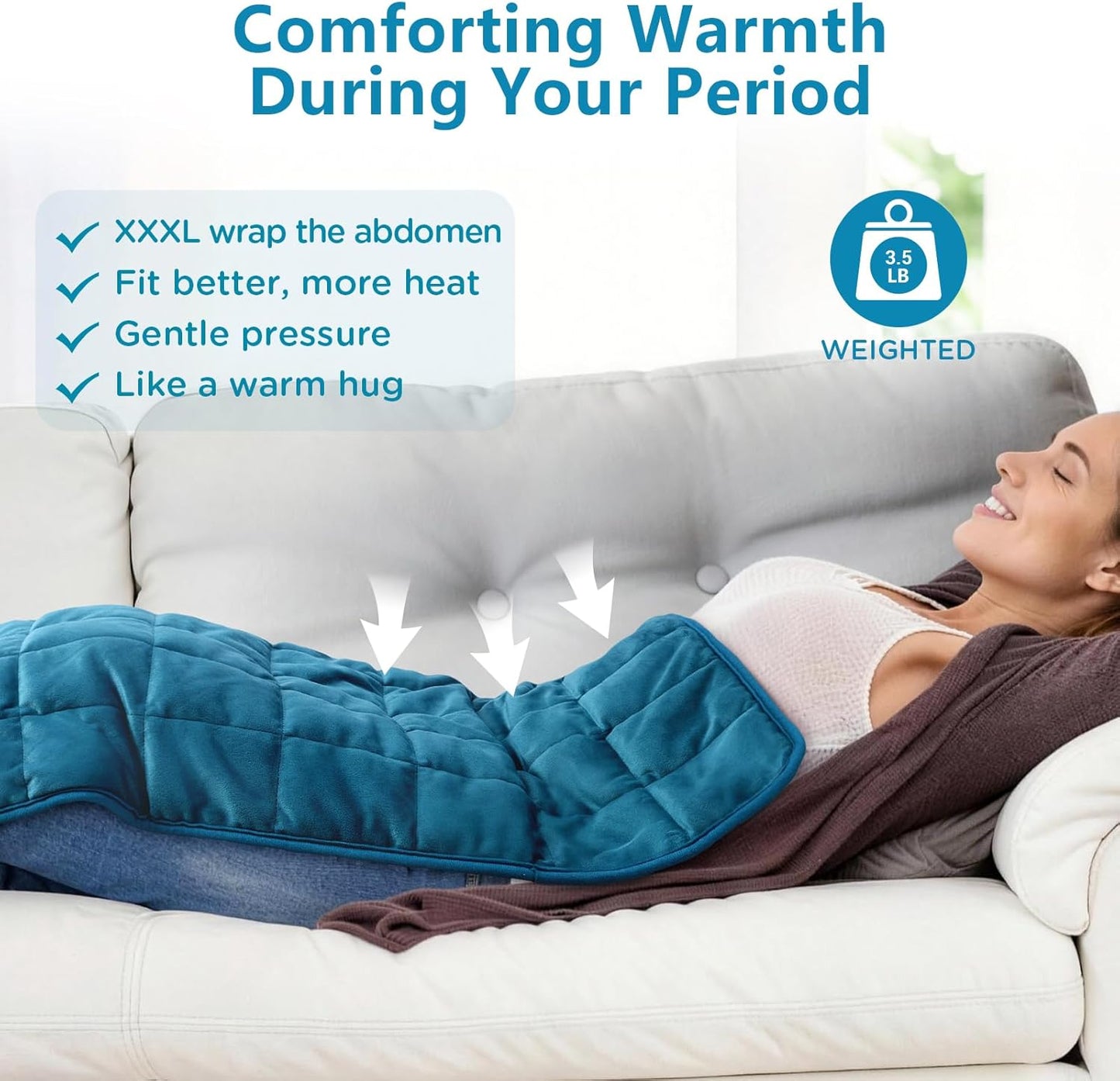 Comfytemp Weighted Heating Pad for Back & Period, FSA Eligible Electric Heat Pad, Birthday Gift for Women Men Mom Dad & Father Day Gifts, 2.2 lb HSA Neck Shoulder Heated Pad, 2H Auto-Off, 12x24, Blue
