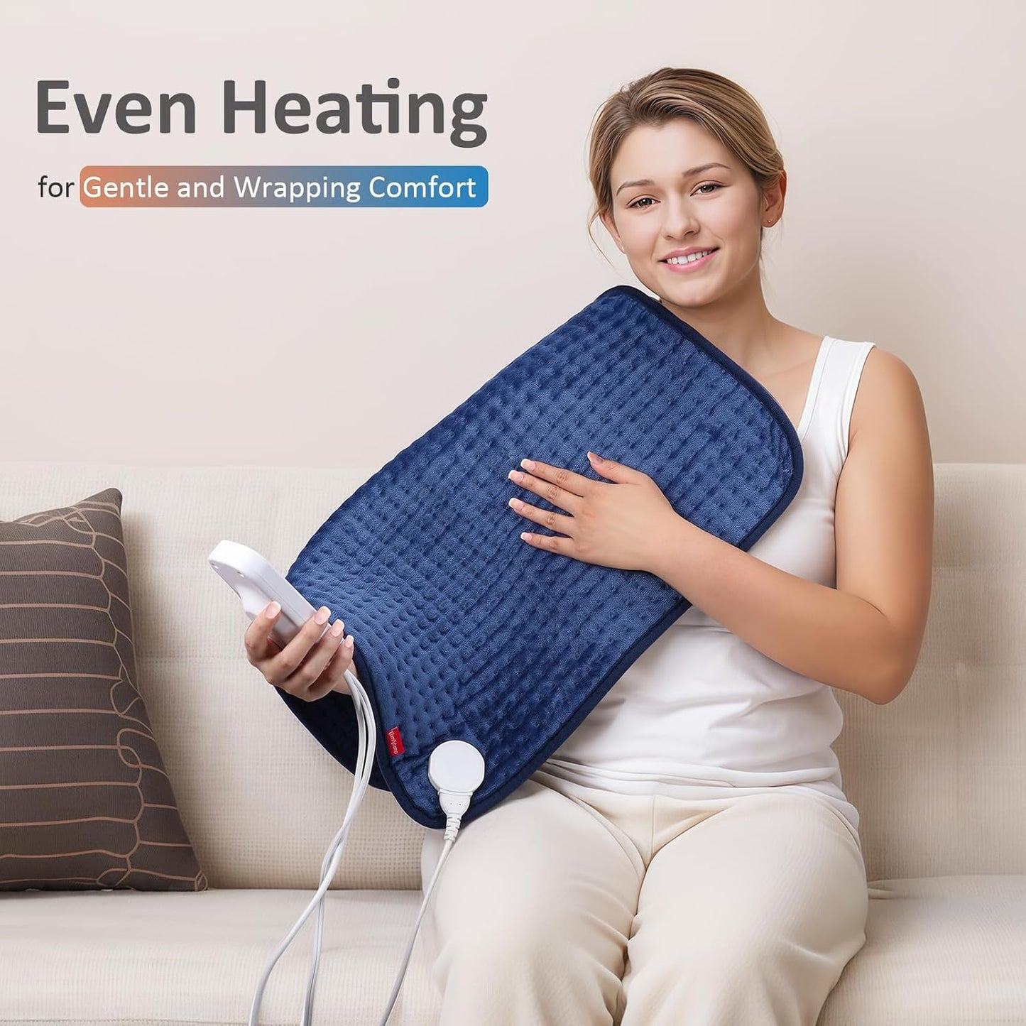 Comfytemp Extra Large Heating Pad for Back & Period, 33''x 17'' King Size FSA Eligible Pack, Birthday Gifts for Women Men Mom Dad, HSA Electric XL Heat Wrap for Body/Shoulder/Neck/Knee, Washable, Blue