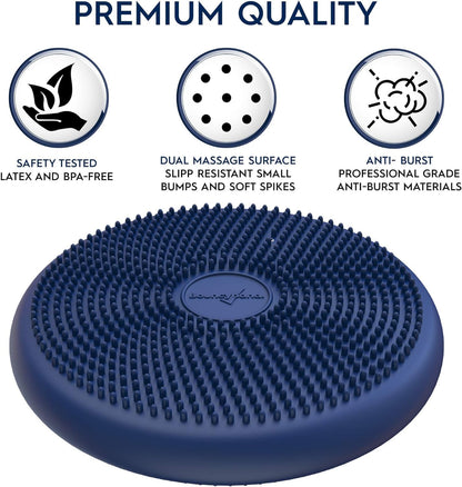 Bouncyband – Wiggle Seat – Purple, 13” D – Large Sensory Cushion for Kids Ages 6-18+ – Promotes Active Learning, Improves Student Productivity, Includes Easy-Inflation Pump