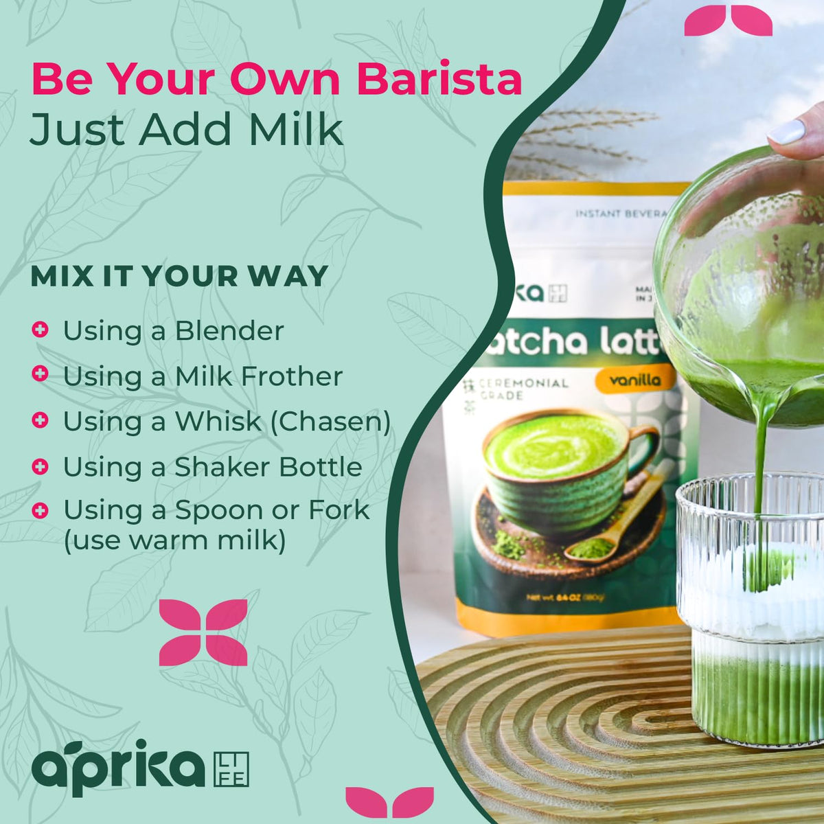 AprikaLife Sweet Matcha Latte Mix - 1st Harvest Ceremonial Grade - 6.4 oz