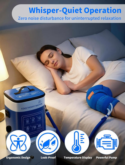 Cold Therapy Machine for Foot Ankle Surgery, Ice Therapy Machine with Pressure Regulator, Timer & Temperature Display, Cryotherapy Unit with Foot Ankle Ice Pack Wrap for Post-Surgery Recovery