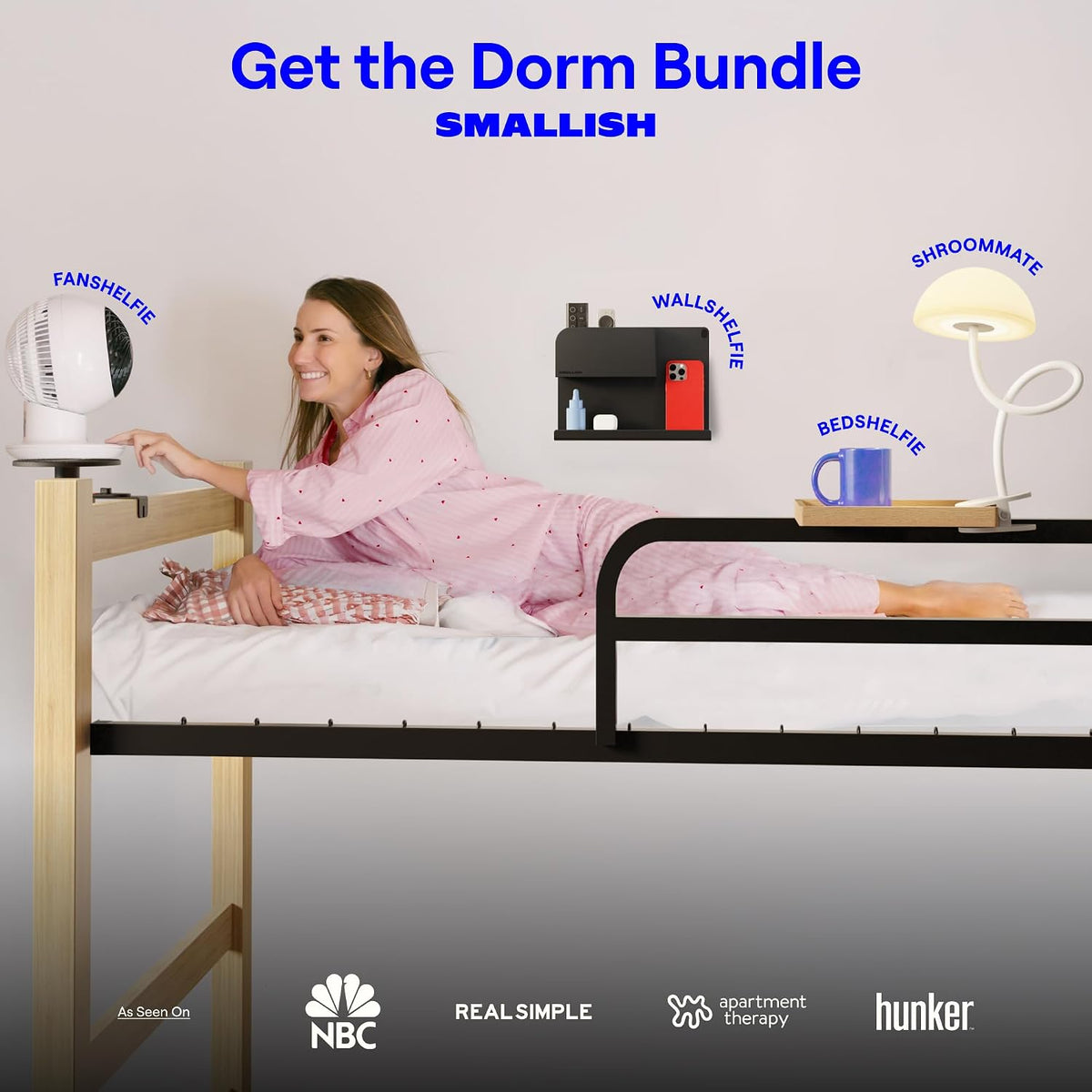 Shroommate Dorm Room Essential Clip On Bed Light for Dorm Room - White