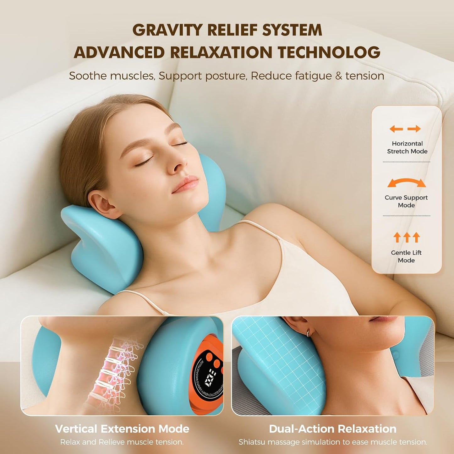 Neck Massager 2026 New Upgrade 3 in 1 Portable Massager with Heat &Comfortable Stretching–Adjustable Intensity for Neck & Shoulder Relaxation at Home, Office, Travel