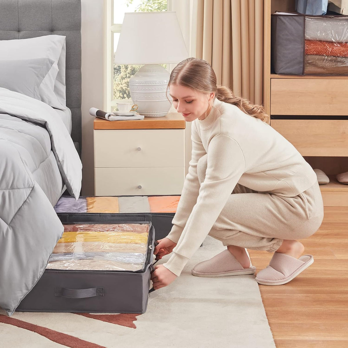 Lifewit 95L Under Bed Storage Container, Blanket Organizer, Gray