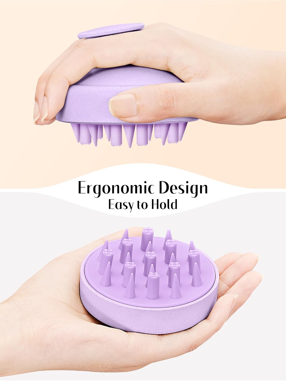 HEETA Hair Scalp Massager for Hair Growth, Shampoo Brush, Scalp Scrubber Exfoliator with Soft Silicone Bristles for Dandruff Removal to Relieve Stress, Wet Dry Use Updated Material, Beige