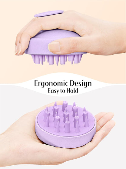HEETA Hair Scalp Massager for Hair Growth, Shampoo Brush, Scalp Scrubber Exfoliator with Soft Silicone Bristles for Dandruff Removal to Relieve Stress, Wet Dry Use Updated Material, Beige