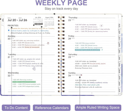 Planner 2026-2027, Weekly and Monthly Calendar Planner, JUL 2026 - JUN 2027 | Academic Year, Daily Agenda Book, A5(6.3'' x 8.5''), Sprial Bound, Inner Pocket, Office School Use