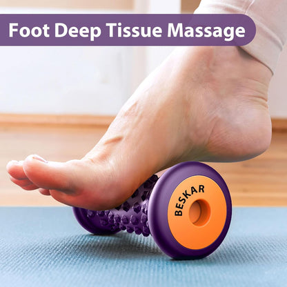 BESKAR Foot Massage Roller for Plantar Fasciitis Relief, Portable Reflexology Tool Pressure Point Massage Rollers, Deep Tissue Massages for Relieving Feet Arch Heel Pain, Myofascial Pain Syndrome