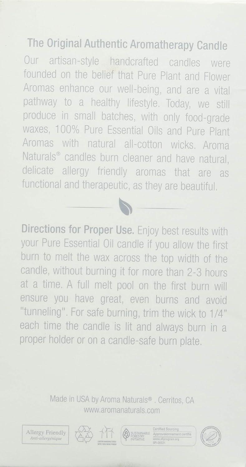 Aroma Naturals Essential Oil Tranquility Pillar Candle, 2.5" x 4", Lavender, 11 Ounce