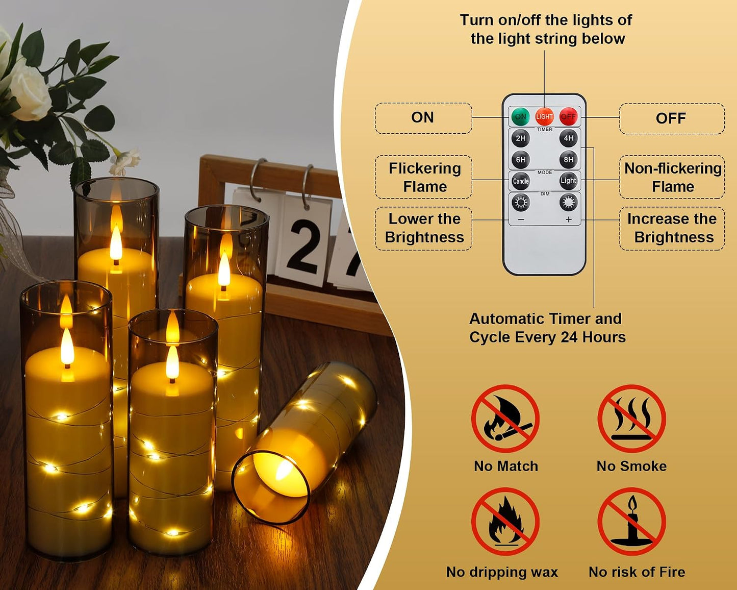 Waterproof Flameless Candles, 12 PC Battery Operated LED Pillar Candles with 2 Remote Controls & Timer, Flickering Indoor Outdoor Candles for Wedding, Patio, Easter, Bathroom, Home Decor, 4''5''6''