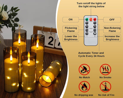 Waterproof Flameless Candles, 12 PC Battery Operated LED Pillar Candles with 2 Remote Controls & Timer, Flickering Indoor Outdoor Candles for Wedding, Patio, Easter, Bathroom, Home Decor, 4''5''6''